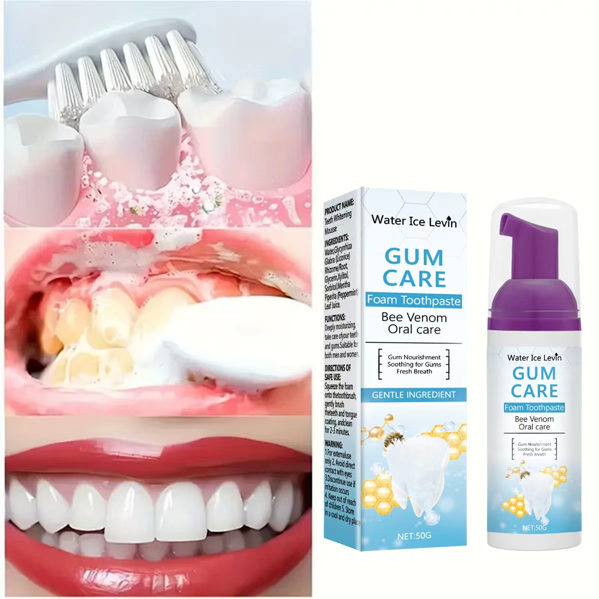 Water Ice Levin Gum Care Foam  - đánh giá và giá Teeth Whitening Xylitol Gum