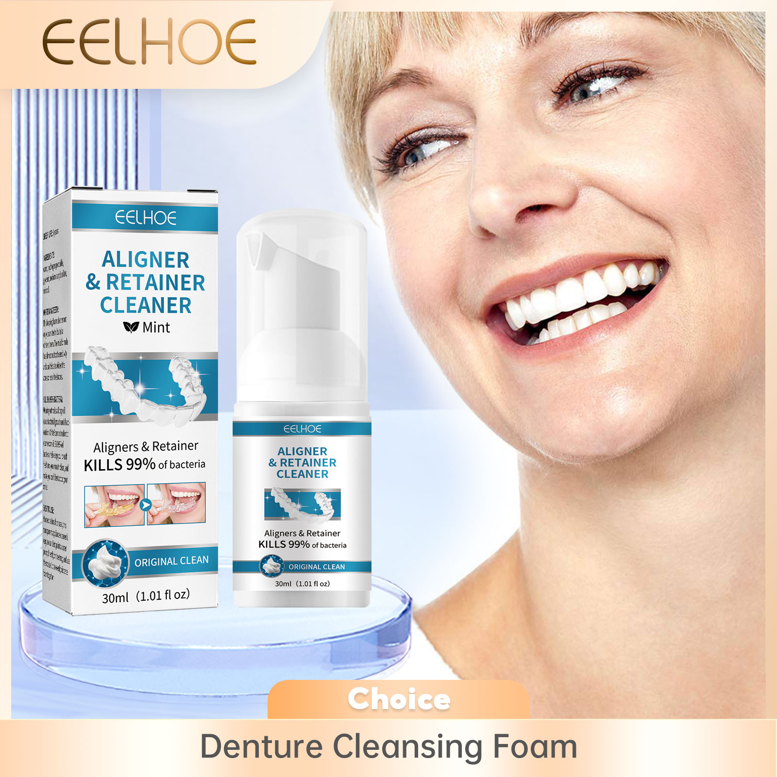 Aligner Denture Cleaner Foam D - đánh giá và giá Teeth Whitening With Braces